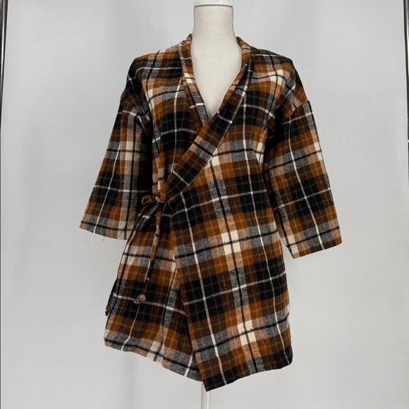 niche st Other - NICHE ST. plaid check boxy wrap short sleeve kimono robe shirt size S